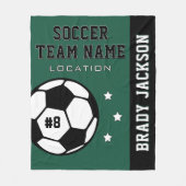 Gepersonaliseerde Forest Green Soccer Speler Naam Fleece Deken (Voorkant)