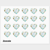 Gepersonaliseerde Forever Aqua en Roze Garland Wed Hart Sticker (Vel)