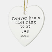 Gepersonaliseerde Forever Typography Betrokken Keramisch Ornament (Links)