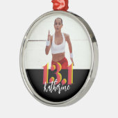Gepersonaliseerde foto 13.1 halve marathon lopen metalen ornament (Links)