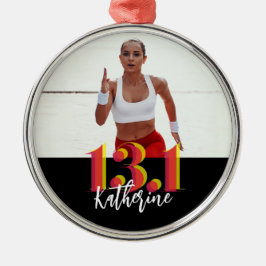 Gepersonaliseerde foto 13.1 halve marathon lopen metalen ornament