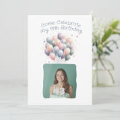 Gepersonaliseerde foto 13e verjaardag ballonnen kaart (Staand voorkant)