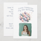 Gepersonaliseerde foto 13e verjaardag ballonnen kaart (Voorkant / Achterkant)