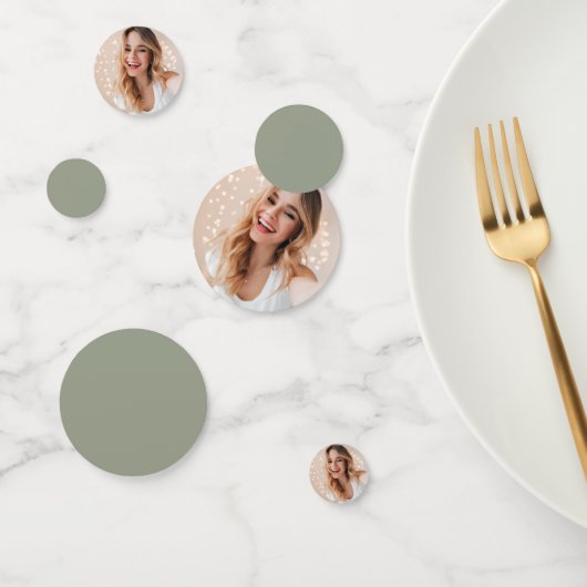 Gepersonaliseerde foto 16e verjaardag Sage Groen Confetti (Groep)