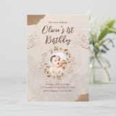 Gepersonaliseerde foto 1e verjaardag bruin kaart (Staand voorkant)