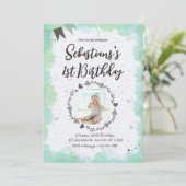 Gepersonaliseerde foto 1e Verjaardag Waterverf Kaart (Staand voorkant)