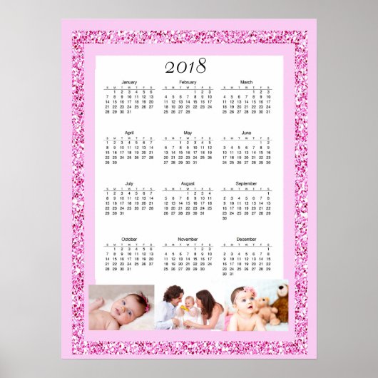 Gepersonaliseerde foto 2018 Kalender Poster (Voorkant)