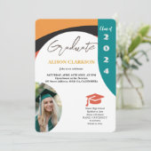 Gepersonaliseerde foto 2024 Retro Party Afstuderen Kaart (Staand voorkant)