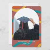Gepersonaliseerde foto 2025 Retro Funky Afstuderen Kaart (Achterkant)