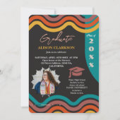 Gepersonaliseerde foto 2025 Retro Funky Afstuderen Kaart (Voorkant)