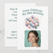 Gepersonaliseerde foto 20e verjaardag ballonnen In Kaart (Voorkant / Achterkant)