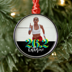 Gepersonaliseerde foto 26.2 Marathon lopen Metalen Ornament