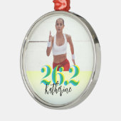 Gepersonaliseerde foto 26.2 Marathon Running Green Metalen Ornament (Links)