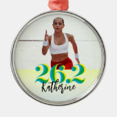 Gepersonaliseerde foto 26.2 Marathon Running Green Metalen Ornament (Voorkant)
