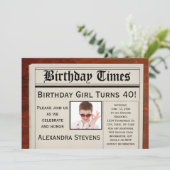 Gepersonaliseerde foto 40e verjaardagsfeestkrant kaart (Staand voorkant)