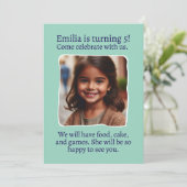 Gepersonaliseerde foto 5e verjaardag kaart (Staand voorkant)