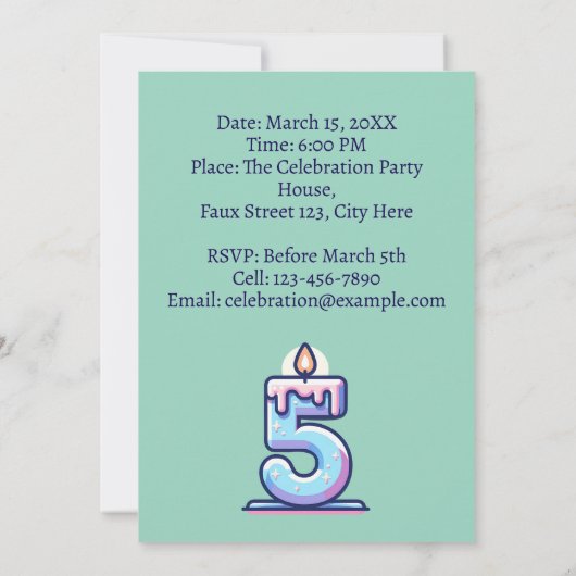 Gepersonaliseerde foto 5e verjaardag kaart (Achterkant)