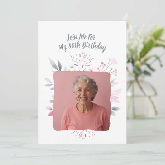 Gepersonaliseerde foto 80 jaar Custom 80th Birthda Kaart (Staand voorkant)