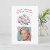 Gepersonaliseerde foto 80ste verjaardag ballonnen kaart (Staand voorkant)