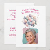 Gepersonaliseerde foto 80ste verjaardag ballonnen kaart (Voorkant / Achterkant)