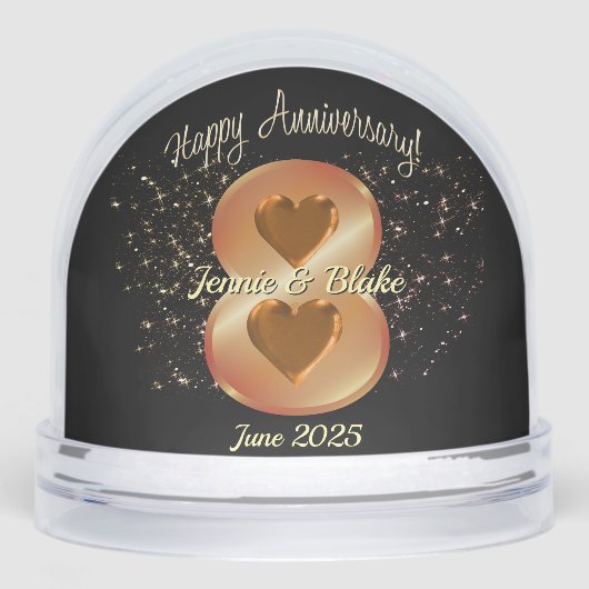 Gepersonaliseerde foto 8e Jubileum Gift Sneeuwbol (Voorkant)