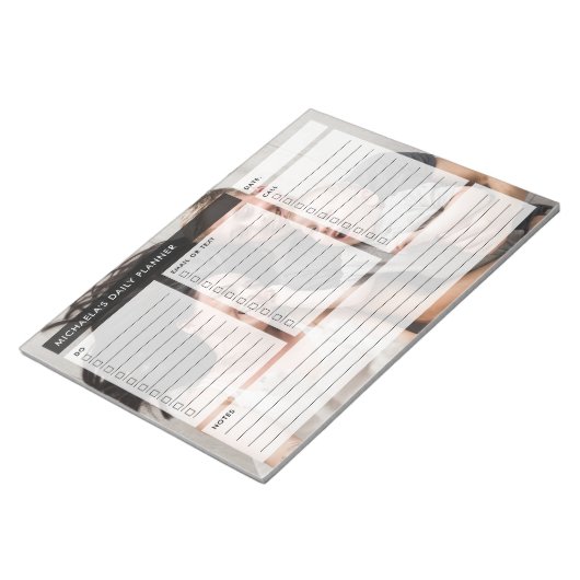 Gepersonaliseerde Foto & Aangepaste Tekst Dagelijk Notitieblok (Schuin)