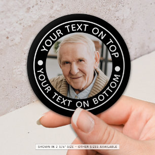 Gepersonaliseerde Foto Aangepaste Tekstkleuren Min Ronde Button 5,7 Cm