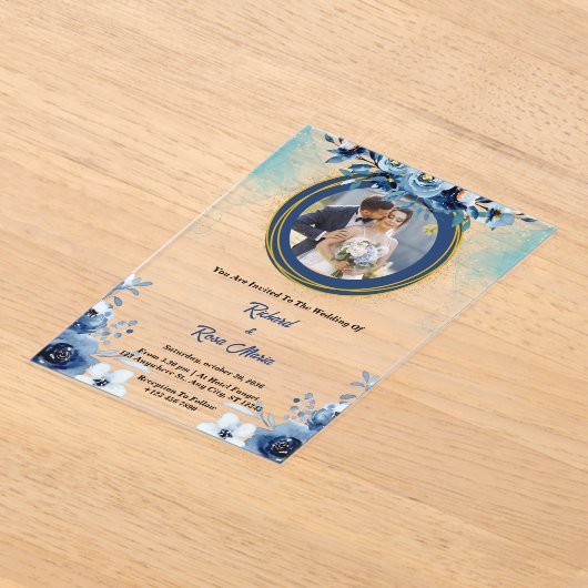 Gepersonaliseerde foto acryl bruiloft uitnodiginge acryl uitnodigingen (Laagn)