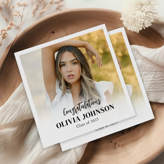 Gepersonaliseerde foto afgestudeerde klas van 2025 servet