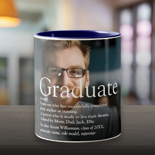 Gepersonaliseerde foto afstudeerdefinitie tweekleurige koffiemok