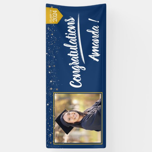 Gepersonaliseerde foto Afstuderen aankondiging Spandoek (Verticaal)