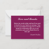 Gepersonaliseerde foto Afstuderen dank u kaarten Notitiekaartje (Achterkant)