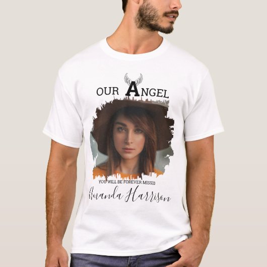 Gepersonaliseerde foto | Angel Wing | Memorial T-s T-shirt (Voorkant)