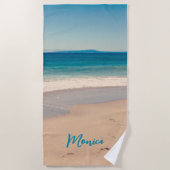 Gepersonaliseerde foto Aqua Blauwgroen Strandlaken (Voorkant)