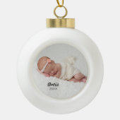 Gepersonaliseerde foto Baby 1e kerst Keramische Bal Ornament (Voorkant)