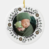 Gepersonaliseerde Foto Baby Eerste Kerst Noords Keramisch Ornament (Achterkant)