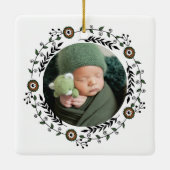 Gepersonaliseerde Foto Baby Eerste Kerst Noords Keramisch Ornament (Achterkant)