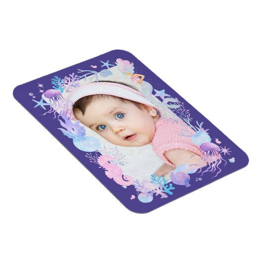 Gepersonaliseerde foto Baby Meisje Kleine Zeemeerm Magneet (Rechterzijde)