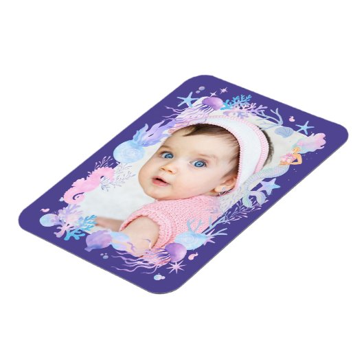 Gepersonaliseerde foto Baby Meisje Kleine Zeemeerm Magneet (Linkerzijde)