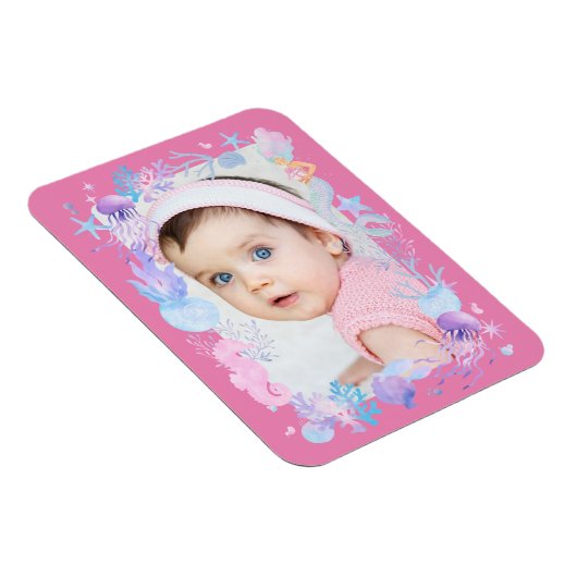 Gepersonaliseerde foto Baby meisje onder het Zee r Magneet (Rechterzijde)