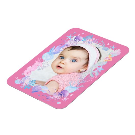 Gepersonaliseerde foto Baby meisje onder het Zee r Magneet (Linkerzijde)
