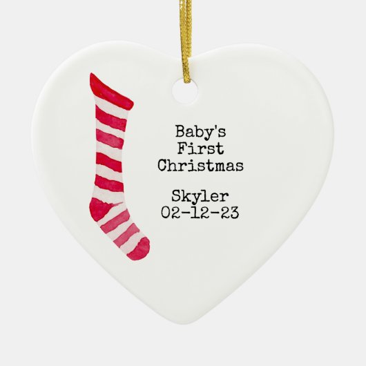 Gepersonaliseerde foto Baby's eerste kerst Ornamen Keramisch Ornament (Voorkant)