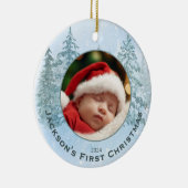 Gepersonaliseerde foto Baby's Eerste Kerstmis Keramisch Ornament (Rechts)