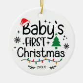 Gepersonaliseerde foto Baby's Eerste Kerstmis Keramisch Ornament (Voorkant)