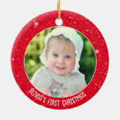 Gepersonaliseerde foto Baby's Eerste Kerstmis Keramisch Ornament (Achterkant)