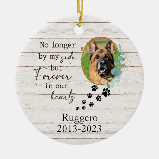 Gepersonaliseerde foto & bericht Pet Memorial Keramisch Ornament (Voorkant)