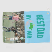 Gepersonaliseerde foto Best Dad van Par Golfhanddoek (Horizontaal)