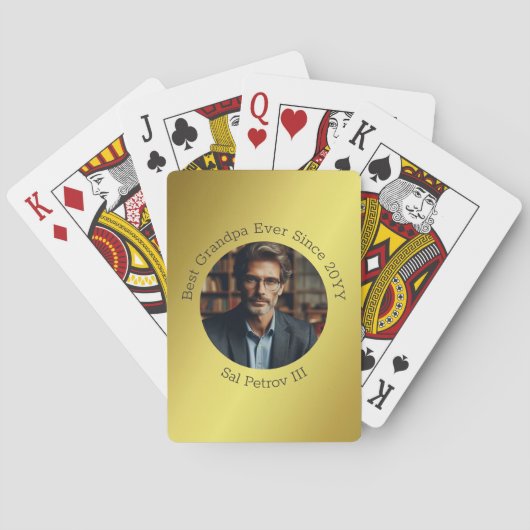 Gepersonaliseerde foto Beste opa ooit goud Pokerkaarten (Achterkant)