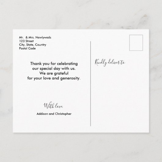 Gepersonaliseerde foto bestemming bruiloft dank u aankondigingskaart (Achterkant)