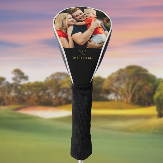Gepersonaliseerde foto Black en Gold Golf Clubs Golfheadcover